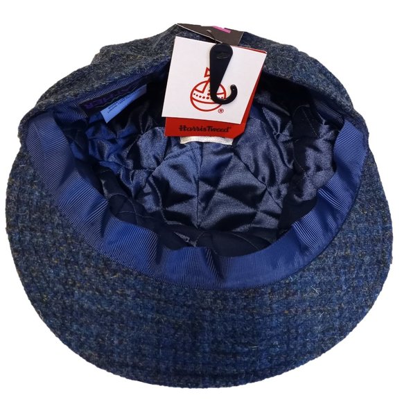 Genuine Harris Tweed® Cap ZH051 Women's Baker Boy Cap PEACOCK BLUE - OSFM - Picture 7 of 9